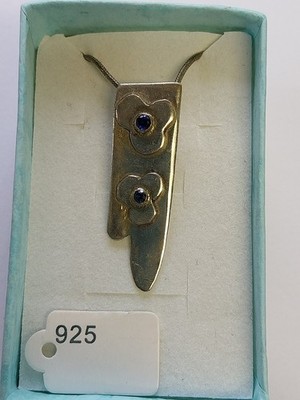 Wunderschöner handgefertigter Silber Anhänger mit schönen blauen Glassteinen 