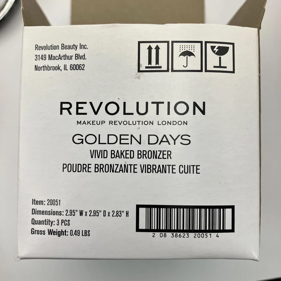 Revolution Vivid Baked Bronzer Golden Days 3 Set Makeup Shimmer Glow 13g Each - Image 4 of 4