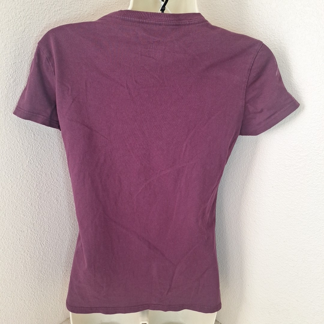 ARC'TERYX Top Arcteryx donna piccolo scollo a V bordeaux manica corta esterno foglie logo