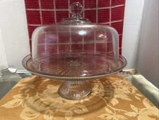 Vintage Pedestal Glass Cake Stand with Glass Dome
