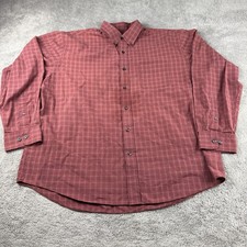 Arrow Button Up Shirt Mens XL 17-17.5 Red Plaid Long Sleeve