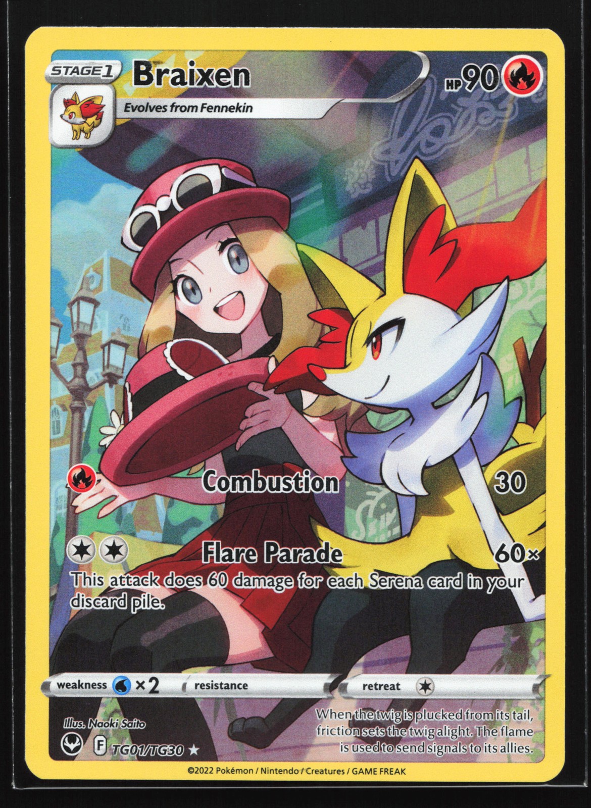 Braixen TG01/TG30 SWSH12: Silver Tempest Trainer Gallery Ultra Rare Pokemon Card