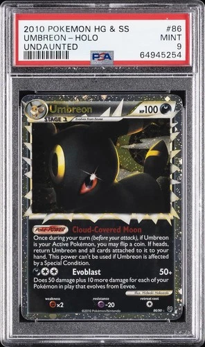 2010 POKEMON HEARTGOLD & SOULSILVER UNDAUNTED #86 UMBREON-HOLO PSA 9