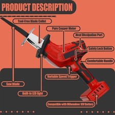 Cordless Reciprocating Saw Tool No Battery for Milwaukee M18 18V Li-ion Battery