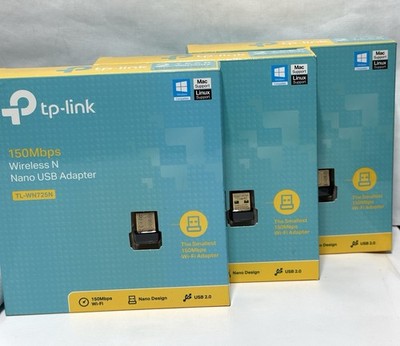 ( LOT OF 3) TP-LINK TLWN725N 150Mbps Wireless N Nano USB Adapter- FREE SHIPPING