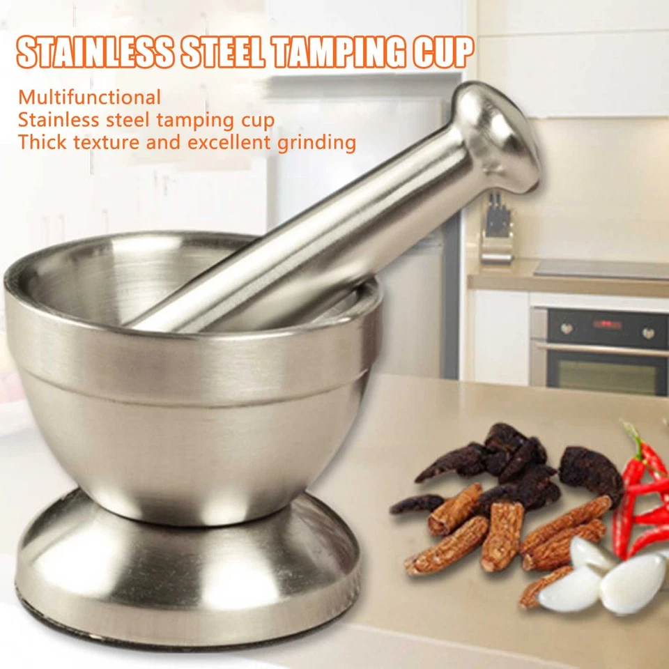 Stainless Steel Mortar Pestle Set,Food Herb Spice Grinder Bowl Pill Crusher - Image 3 of 4
