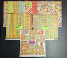 Basic Grey Lot of 14 12x12 Single Sided Pages & Tags  "Color Me Silly" - See Pic