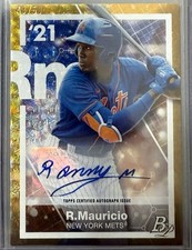 2021 Bowman Platinum Ronny Mauricio GOLD Auto #’d 48/50 - Future All Star