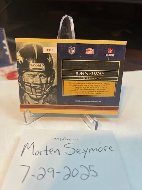 2008 DonrussClassics Timeless Treasures Material Prime Auto #TT-9 John Elway 7/7 - Image 2 of 2