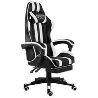Ergonomischer Gaming-Stuhl Mit FußStüTze Schwarz Weiß Kunstleder