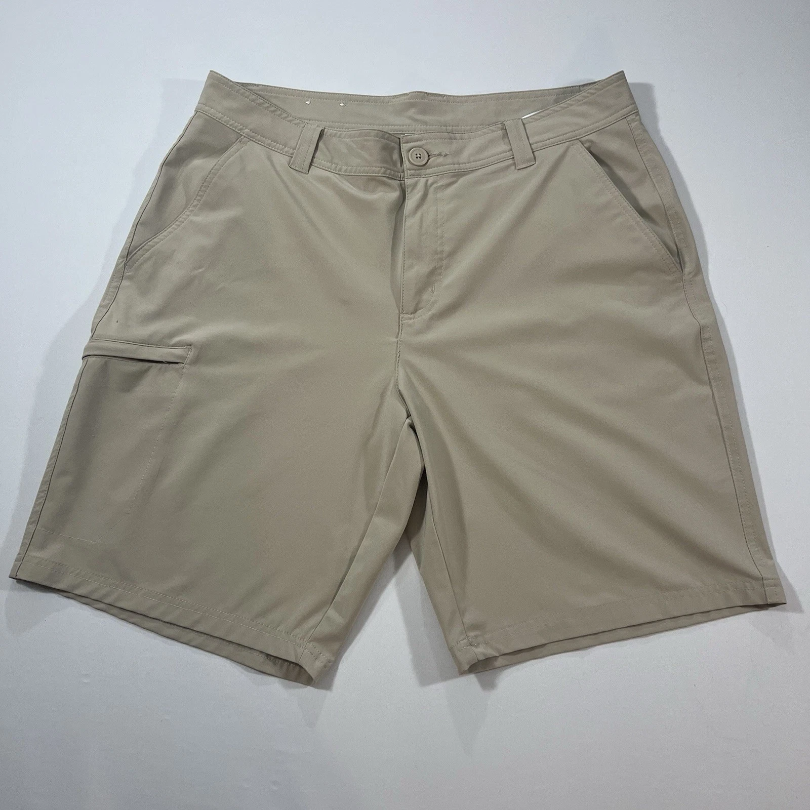 Columbia Performance Stretch Shorts Mens 36 Tan Hiking Fishing Golf 10” Inseam
