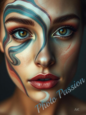 Foto A4 Portrait Frau Kunst Gesicht Modern Poster Kunstdruck (4180)