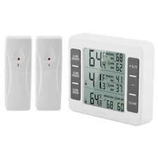 US Wireless Digital Refrigerator Freezer Thermometer Temp Alarm Dual Sensor