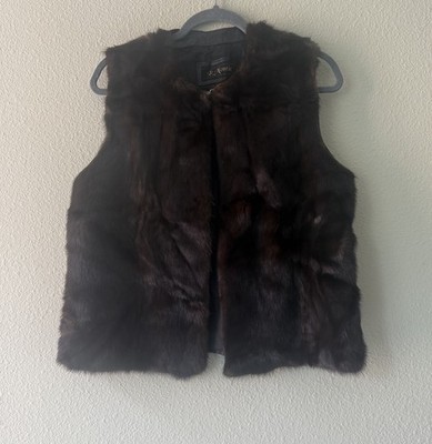 Handmade  Women s Mink Fur Trim Leather Jacket Size M