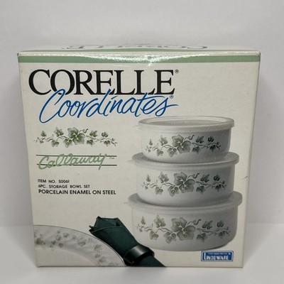 Corelle Coordinates Callaway Ivy 6pc Bowl Set, Porcelain Enamel Over Steel, NEW