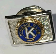 Vintage Kiwanis Club Lapel Pin Blue Gold Enamel Fraternal Service Organization