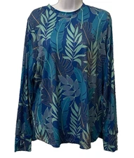 Realtree Womens Coastal Palm Tropical Fishing Shirt Size XL Blue Performance