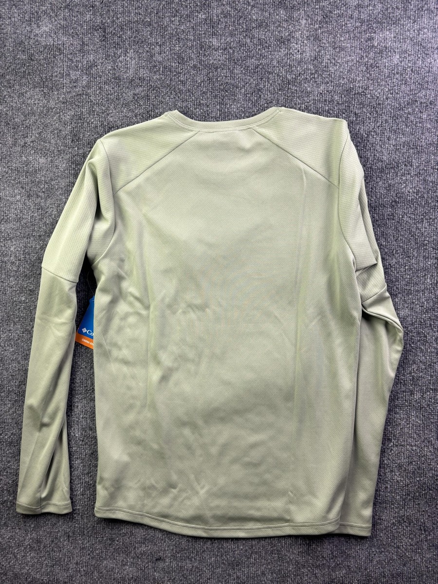 Columbia Omni-Wick Shirt Mens Small Green Long Sleeve Zip Pocket