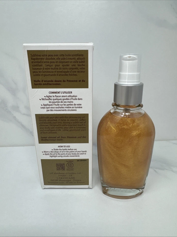 L'Occitane AMANDE Shimmer Shimmering Oil with Almond Oil Full Size 3.3 Fl Oz New - image 4 of 4