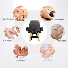 Compact Black Massage Table with Removable Headrest - Adjustable Height, 24 inch