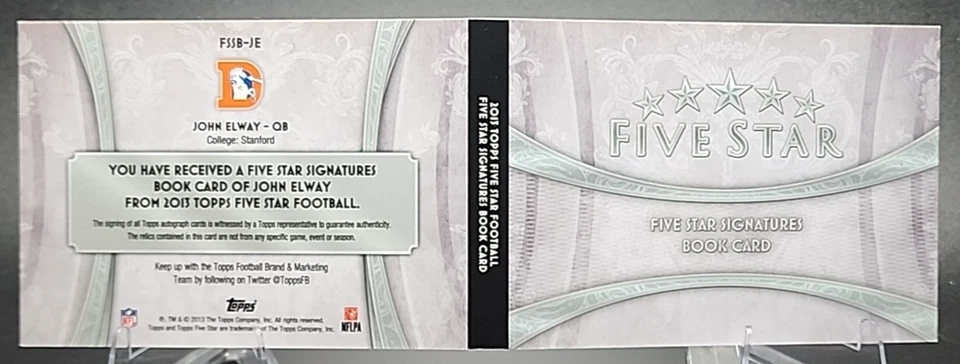 John Elway /38 2013 Topps Five Star On Card Auto Triple Patch Booklet HOF SSP - Image 2 of 4