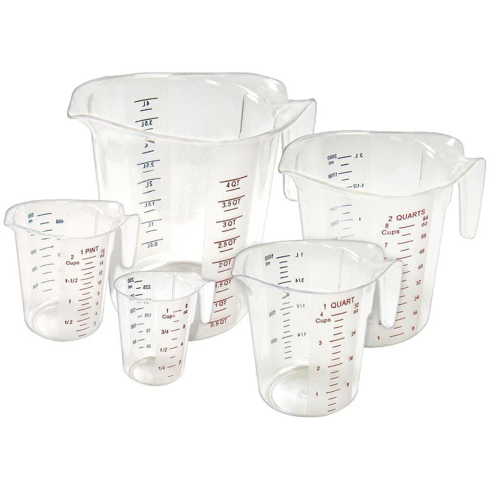 Winco Measuring Cup Set 5-Pce Full-Tang Polycarbonate Clear Durable Kitchen Tool
