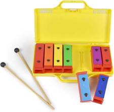 8 Notes Chromatic Xylophone Glockenspiel Resonator Bells with Yellow Case