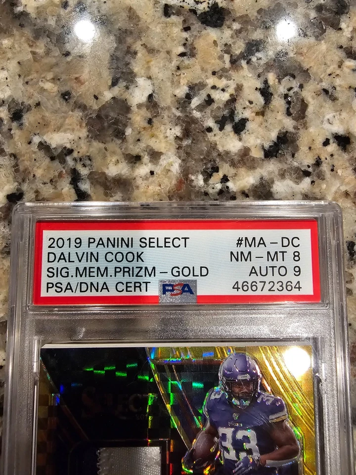 2019 Panini Select Dalvin Cook Gold Prizm Signature Memorabilia PSA DNA #MP-DC - Image 2 of 4