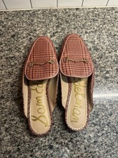 Sam Edelman Loafers Linnie Shoes Horse Bit Pink Houndstooth Slip On Mules 7 M