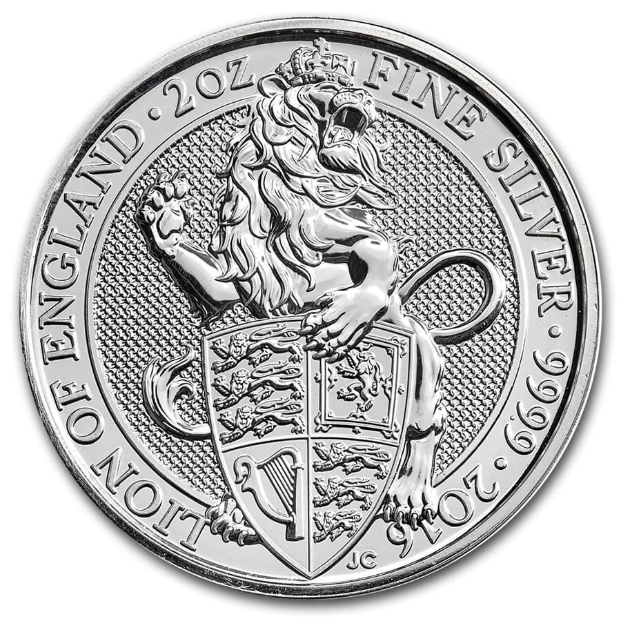 2016-2021 Great Britain Queen's Beast 2 oz Silver Coins - 11