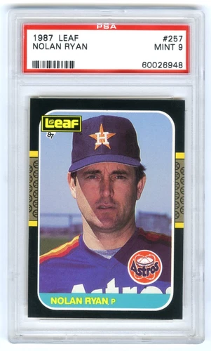 NOLAN RYAN~HOUSTON ASTROS~RARE (POP 157) 1987 LEAF PSA-9 MINT BASEBALL CARD #257