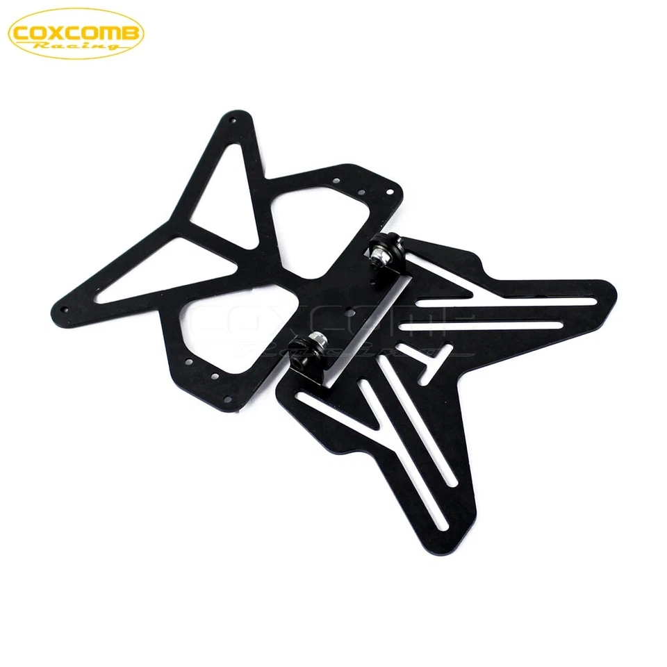 Soporte de suspensión de matrícula negro con juego de soportes deslizables para Suzuki Honda Yamaha Foto 3 de 4