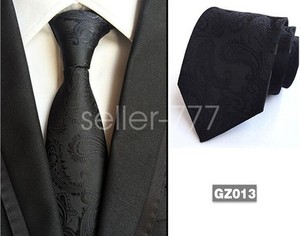 Mens-Classic-Black-Paisley-JACQUARD-WOVEN-Tie-Necktie-Wedding-Party-gift