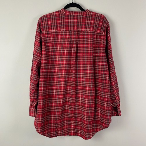 Land’s End Shirt 22W Red Multicolor Plaid Cotton Pintucked Buttons Popover Tunic - Picture 6 of 10