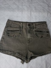 Bullhead Denim Co. Super High-Rise Shorty Gray Distressed Size 5 Shorts