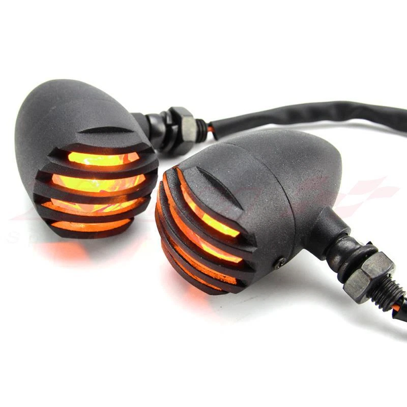 4X Luces indicadoras intermitentes de bala negras 12V para motocicleta lámparas ámbar Foto 2 de 4