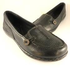 Clarks ASHLAND SCURRY Loafers Womens Size 6M Black Textured Leather Moccasins