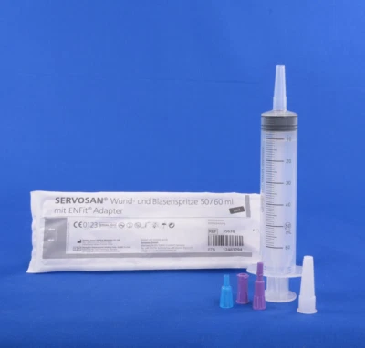 ORBISANA 5x Blasenspritze 50/60 ml Wundspritze Einmalspritze ENFit +Luer Adapt TOP-Marke