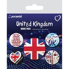 Button Badge 5er Pack Union Flag - With Love From The UK - 1x38 & 4x25mm BP80837