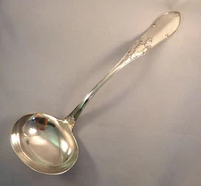 Decorated Heller Coin Silver Soup Ladle-12 1/4"