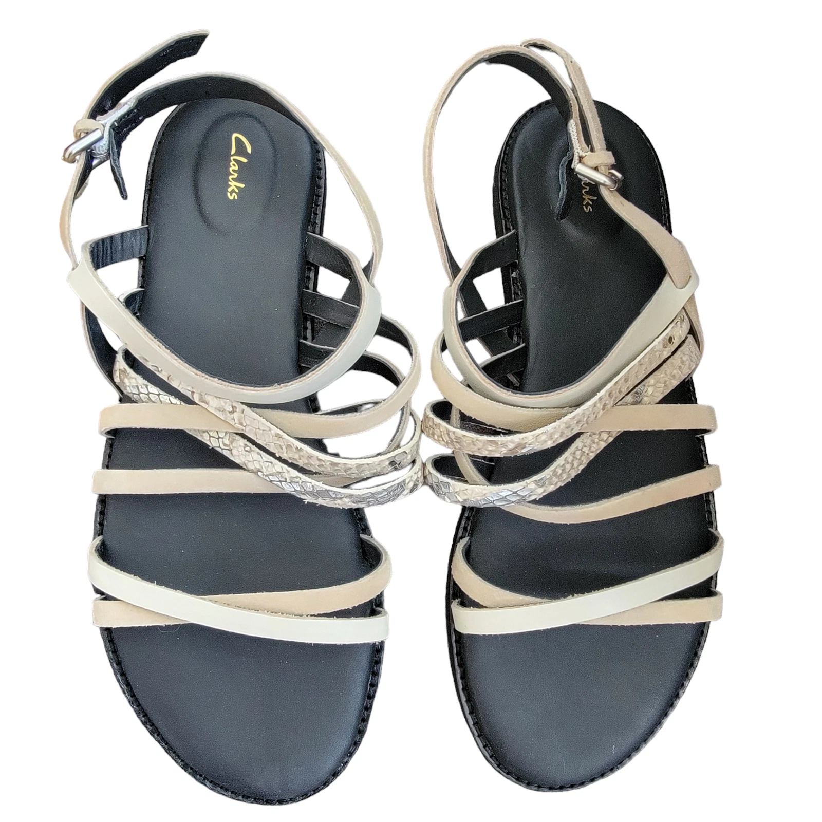 CLARKS Karsea sandalo donna in pelle con cinturino serpente alla caviglia misura 9 5M