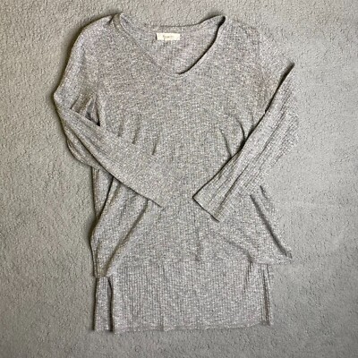 Two by Vince Camuto V-neck Sheer High Low Shirt Womens Large Long Sleeve Casual