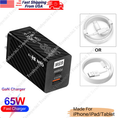 65W GaN Type-C Fast Charger Adapter PD QC Power For iPhone 14 13 12 11 iPad Lot