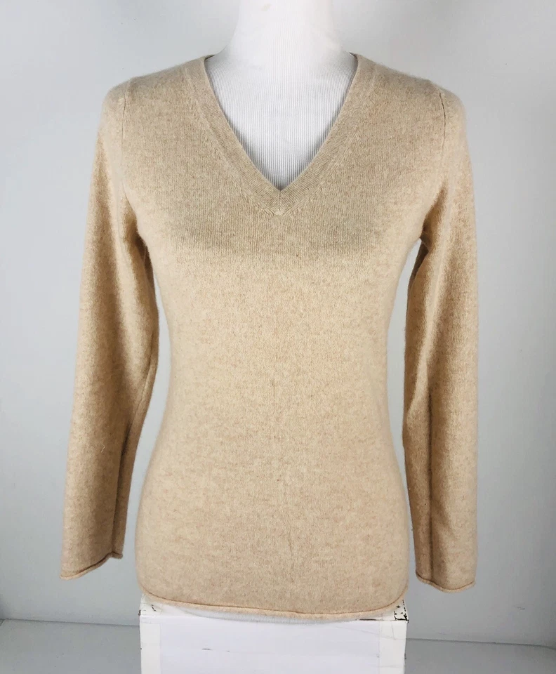 Suéter mediano Only Mine para mujer 100 % 2 capas de cachemir ligero cuello en V suave Foto 2 de 4