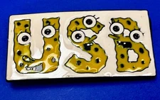 Yellow Usb Letter Sponge Bob? Eyes Teeth Novelty Funny Belt Buckle