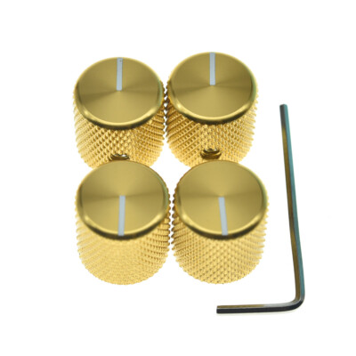 4pcs Aluminium Guitar Bass Knobs 1/4'' Pot Knobs w/ Indicator for Tele/P Bass