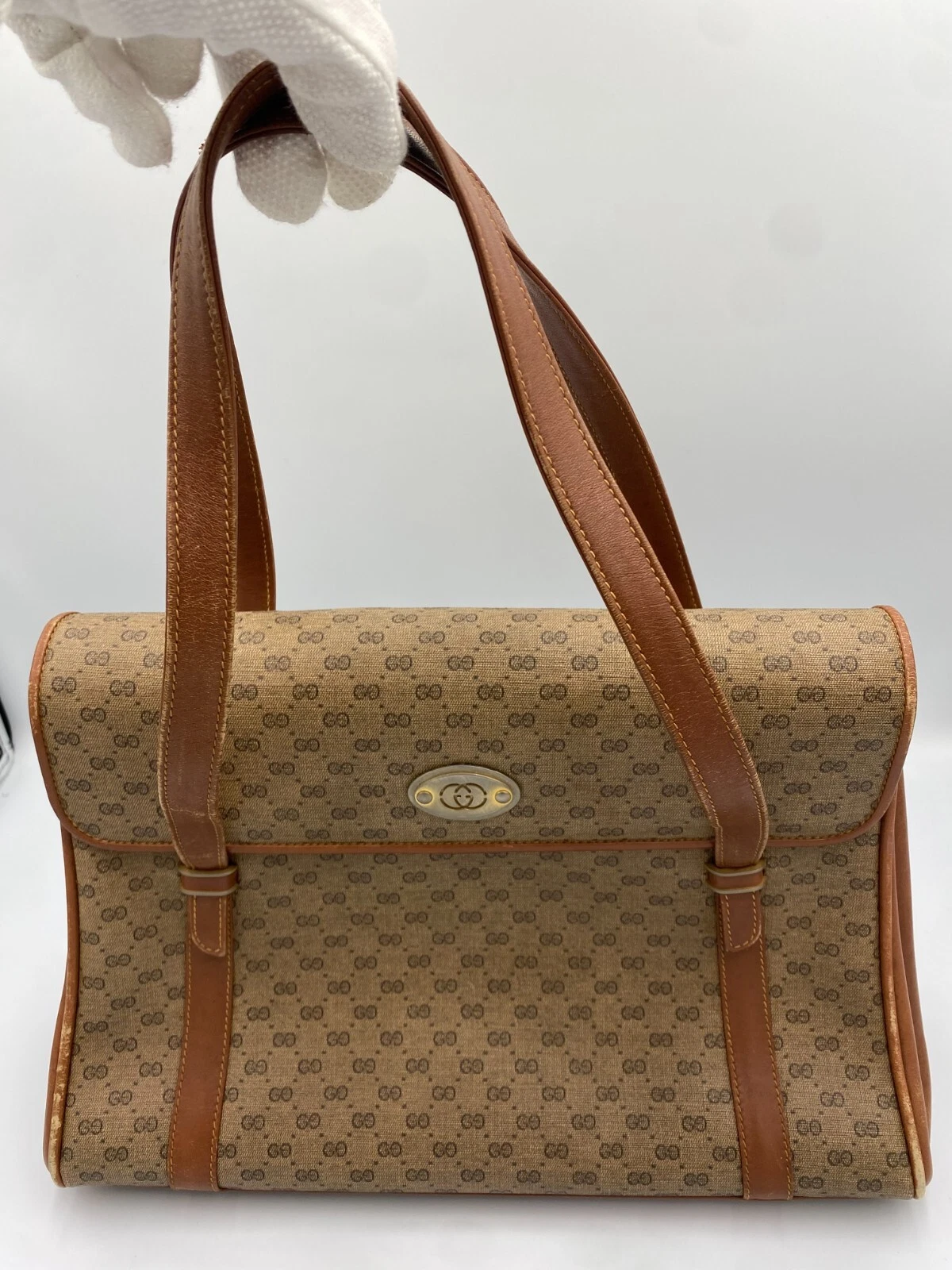 Sac à main GUCCI Micro GG Supreme PVC cuir beige