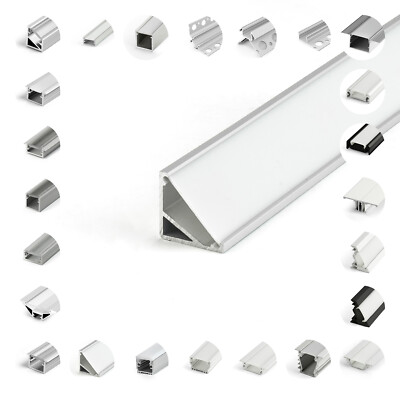 1 - 2m Alu Profil Schiene für LED Stripe Abdeckung Endkappen natureloxiert