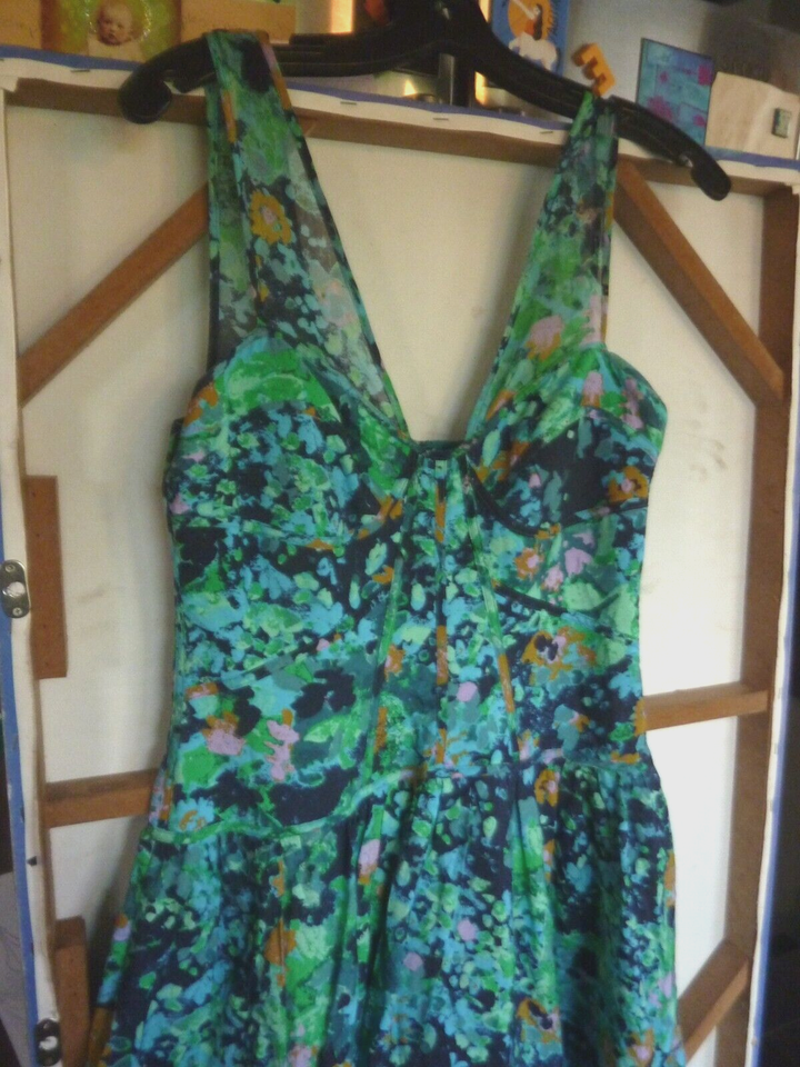 ANTHROPOLOGIE ABSTRACT FLORAL FIT&FLARE CORSET DRESS WMN SZ. 2 EUC eBay