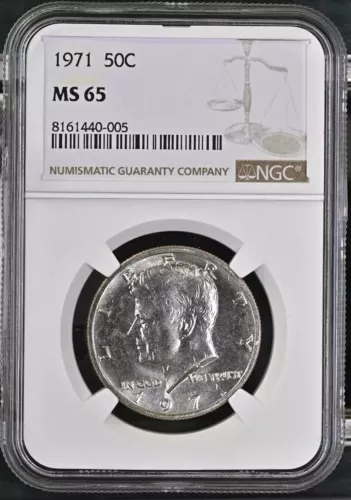 1971 KENNEDY HALF DOLLAR 50 CENTS NGC MS65 UNC DETAILED COIN #E